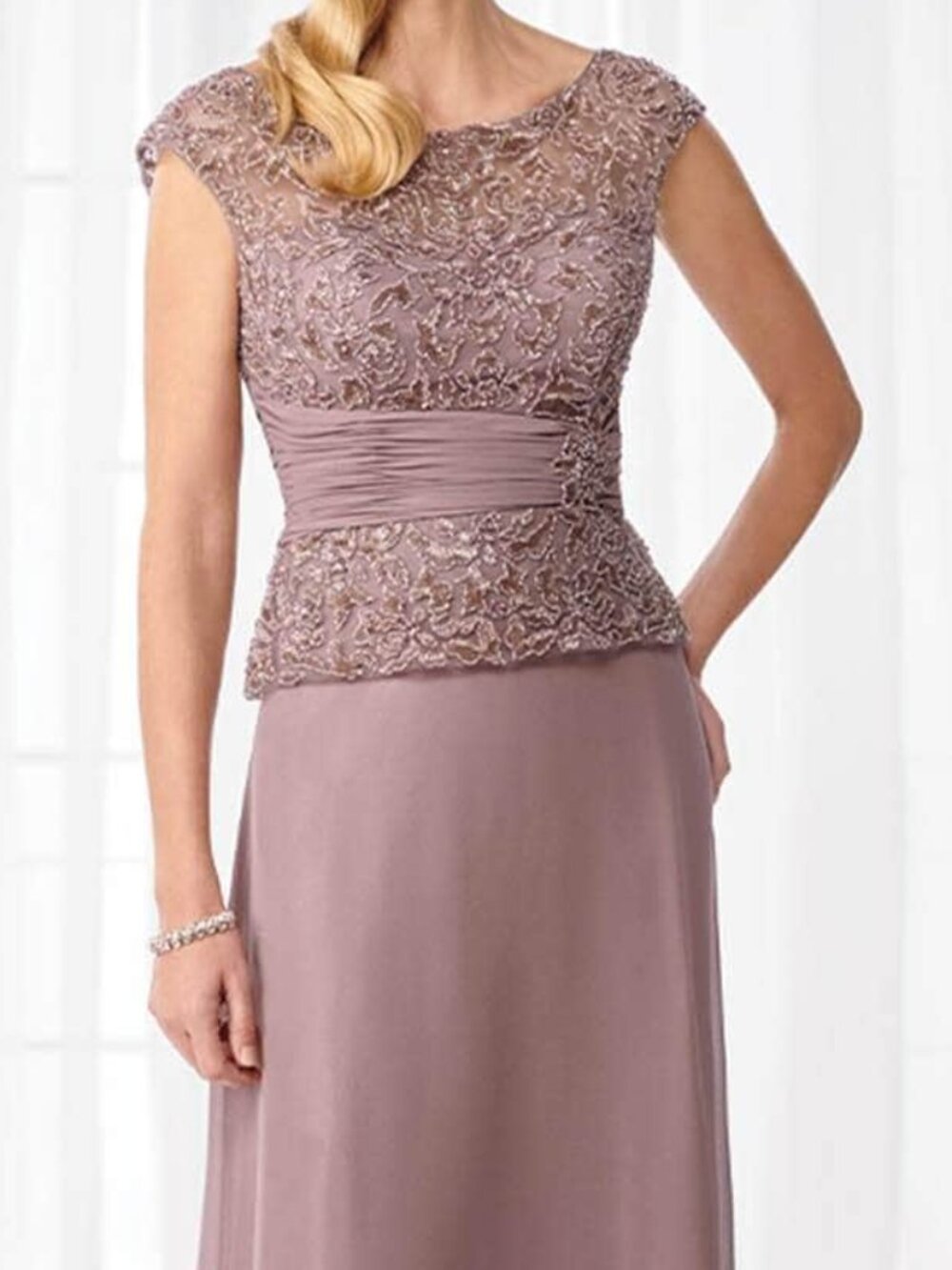 NWT Cameron Blake 114657 Mother of the Bride Dress Mink Size 8 - Picture 2 of 4